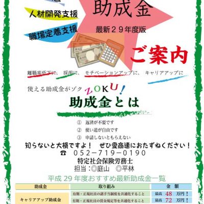 平成２９年度おすすめ最新助成金一覧✨知らないと大損！